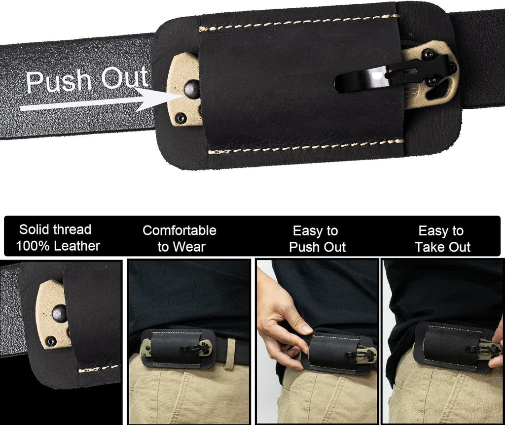 Knife Sheath, Handmade Knife Holster, Horizontal Carry Leather Sheath for Belt, EDC Pocket Organizer for Men,Size