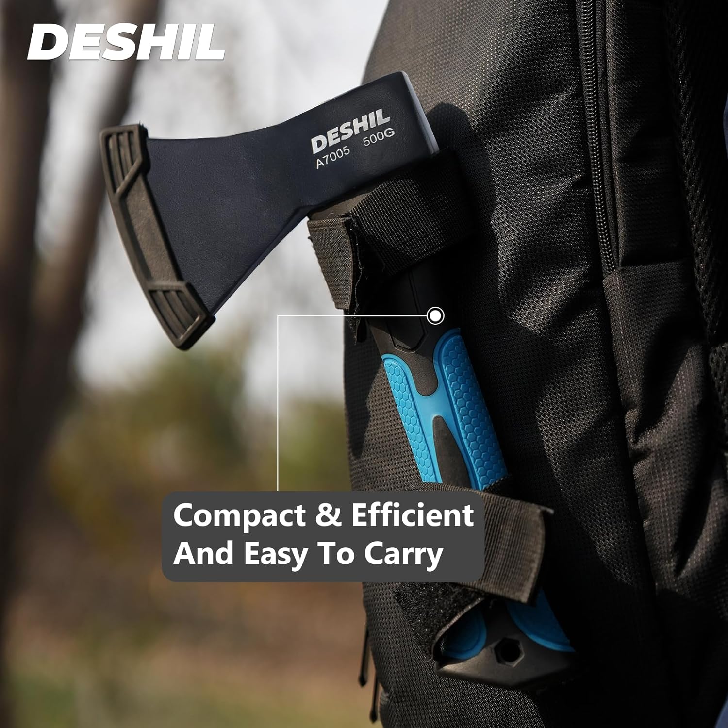 10 inch Outdoor Hatchet Axe Mini Camping Axe with Sheath-Blue | Fiberglass Shock Reduction Handle with Anti-Slip Grip