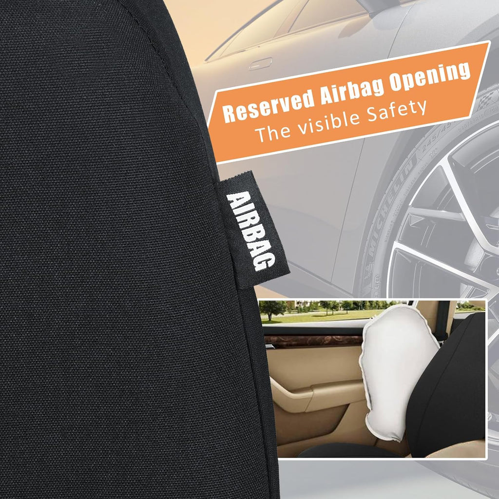 Car Seat Covers, Canvas Seat Protectors for Two Front Seats, Universal Fits Sedan Cars, SUVs, Trucks, and Mini Vans