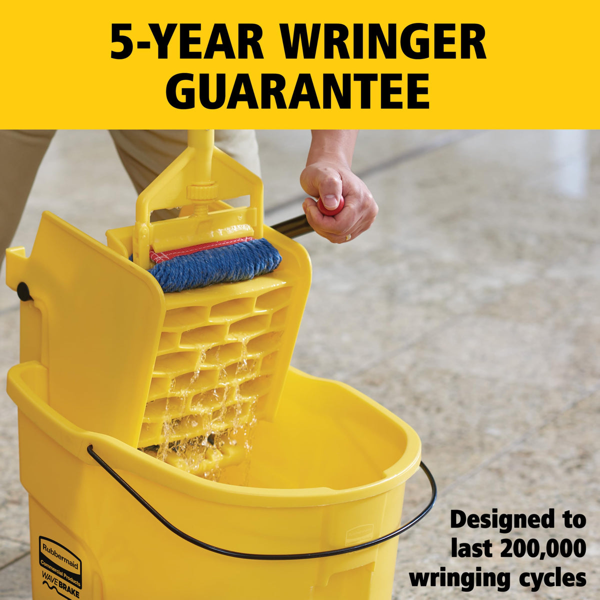 WaveBrake 26QT Side-Press Mop Bucket, Yellow