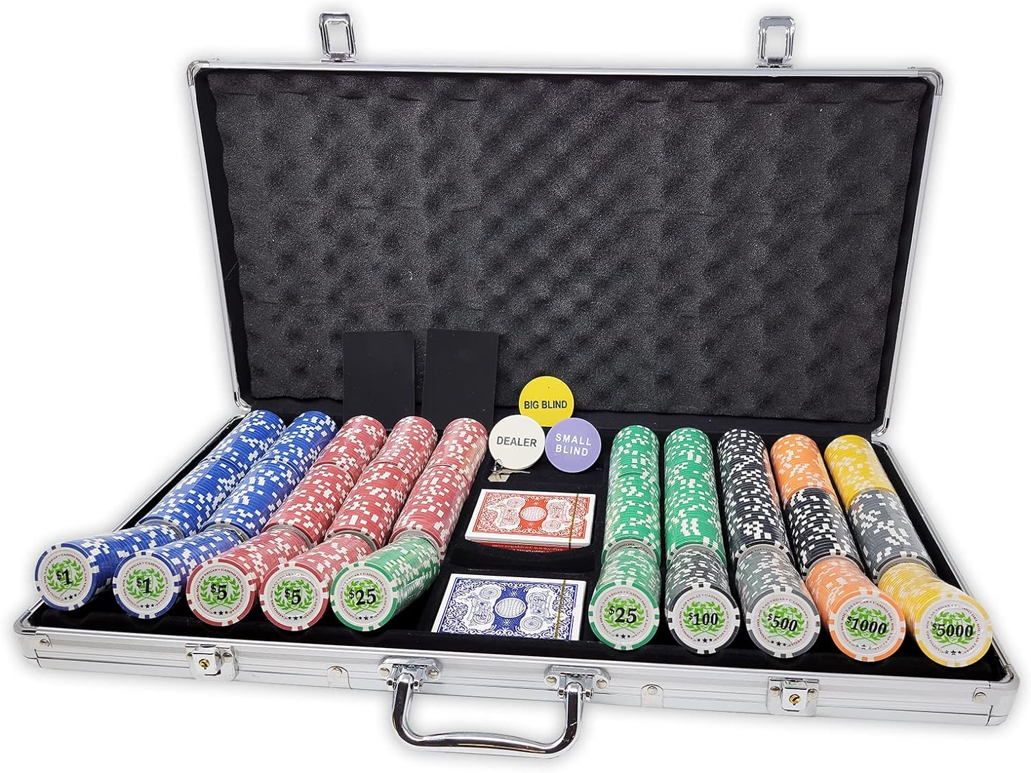 Set of of 750 Casino Del Sol 11.5 Gram Poker Chips with Case, Cards, Dealer Buttons and 2 Cut Cards
