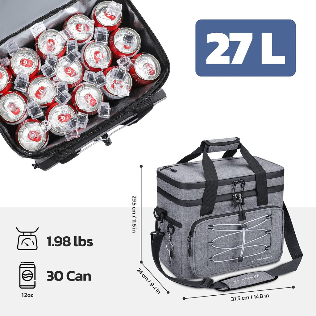 24/30/60 Can Soft Cooler Bag, Double Deck Portable Ice Chest | 12H Cold, 5-layer Insulation, Lightweight