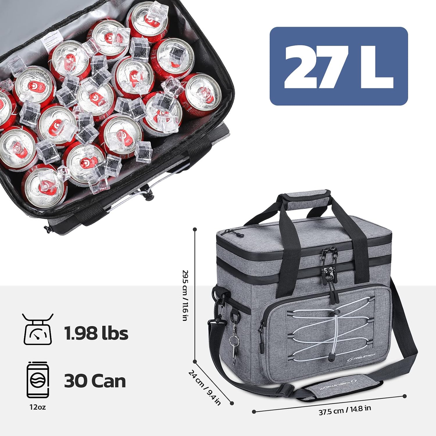 24/30/60 Can Soft Cooler Bag, Double Deck Portable Ice Chest | 12H Cold, 5-layer Insulation, Lightweight