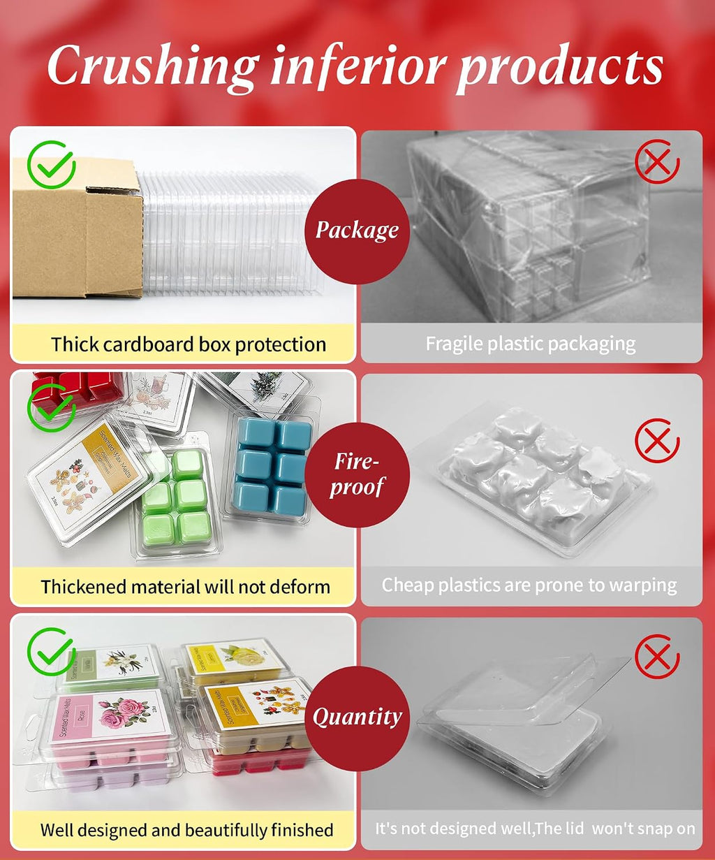 Thickened Wax Melt Molds Containers Clamshells for Wax Melts | Wax Tart Packaging for Enterprises or Households,Wax