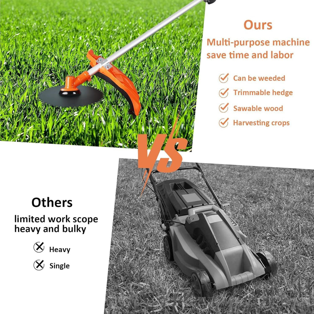 52cc Gas Powered String Trimmer & Brush Cutter, 2-Cycle Professional Weed Eater Weed Wacker 6-in-1 Multi-Tool with