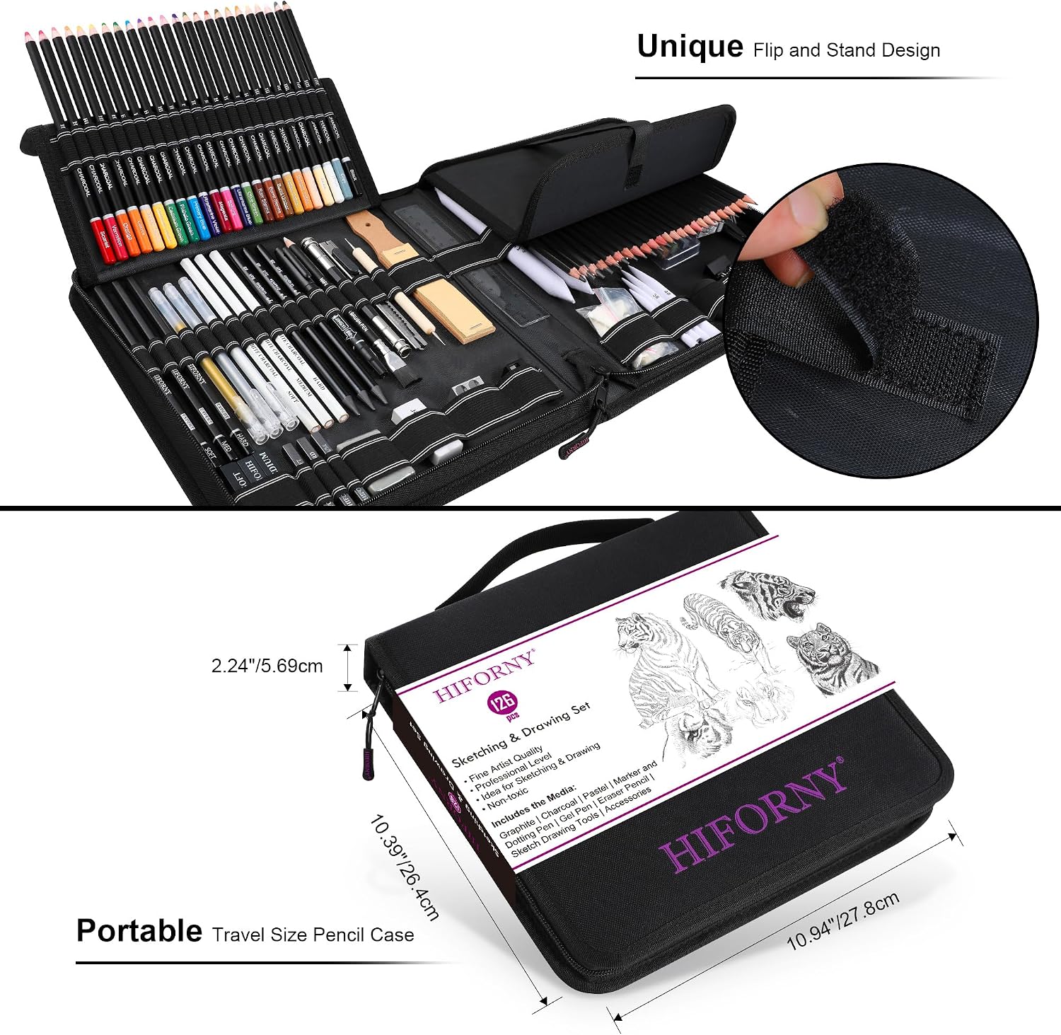 126 PCS Drawing Kit Sketching Pencil Set,Sketch Pencils Art Supplies with 3-Color