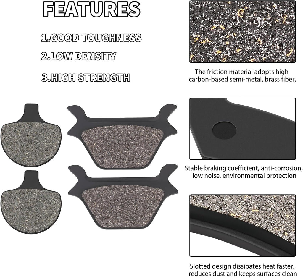 Front & Rear Brake Pads Compatible with HARLEY Sportster Series Softail 883