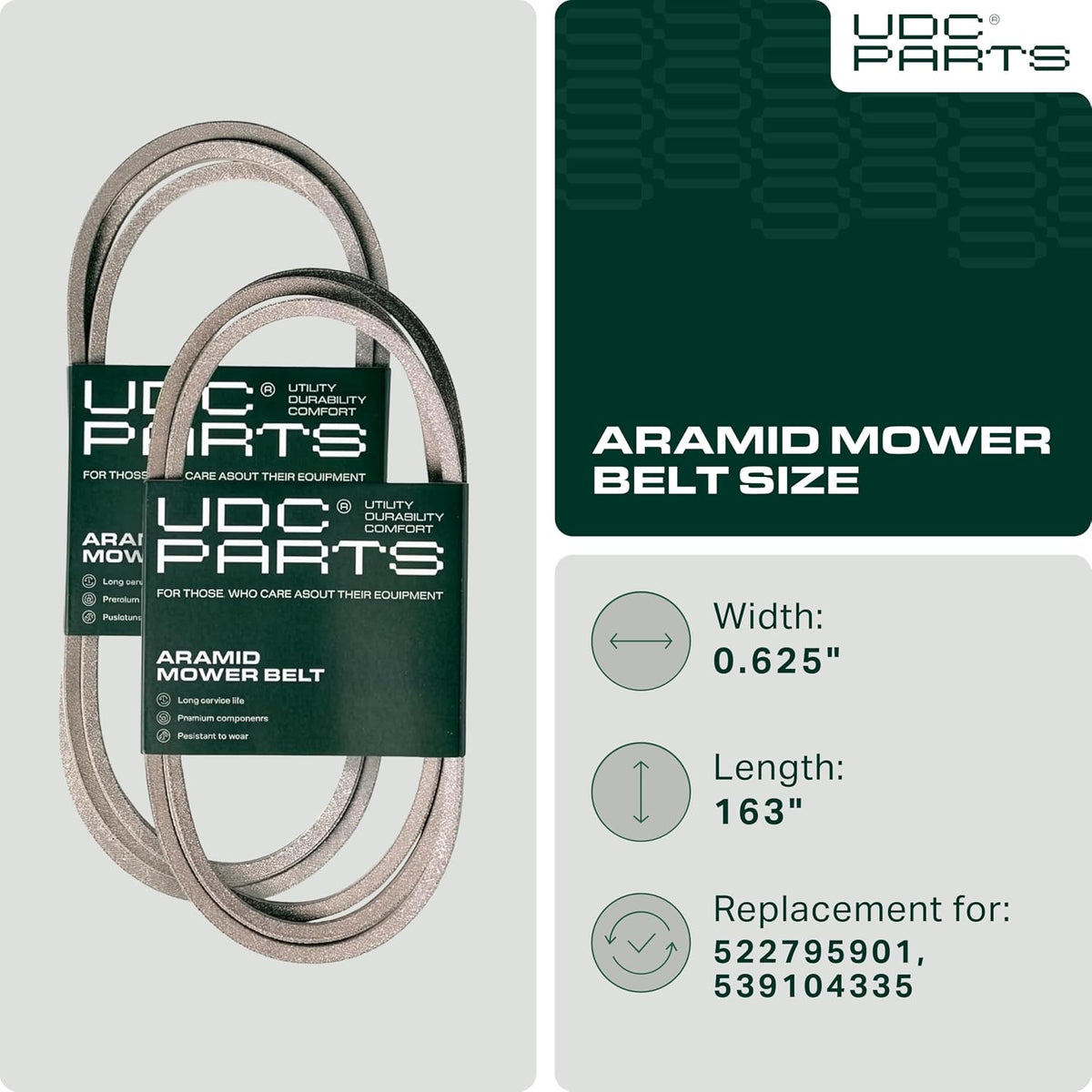 UDC Parts 539104335 Deck Belt Replacement for Husqvarna, 5/8" x 163"