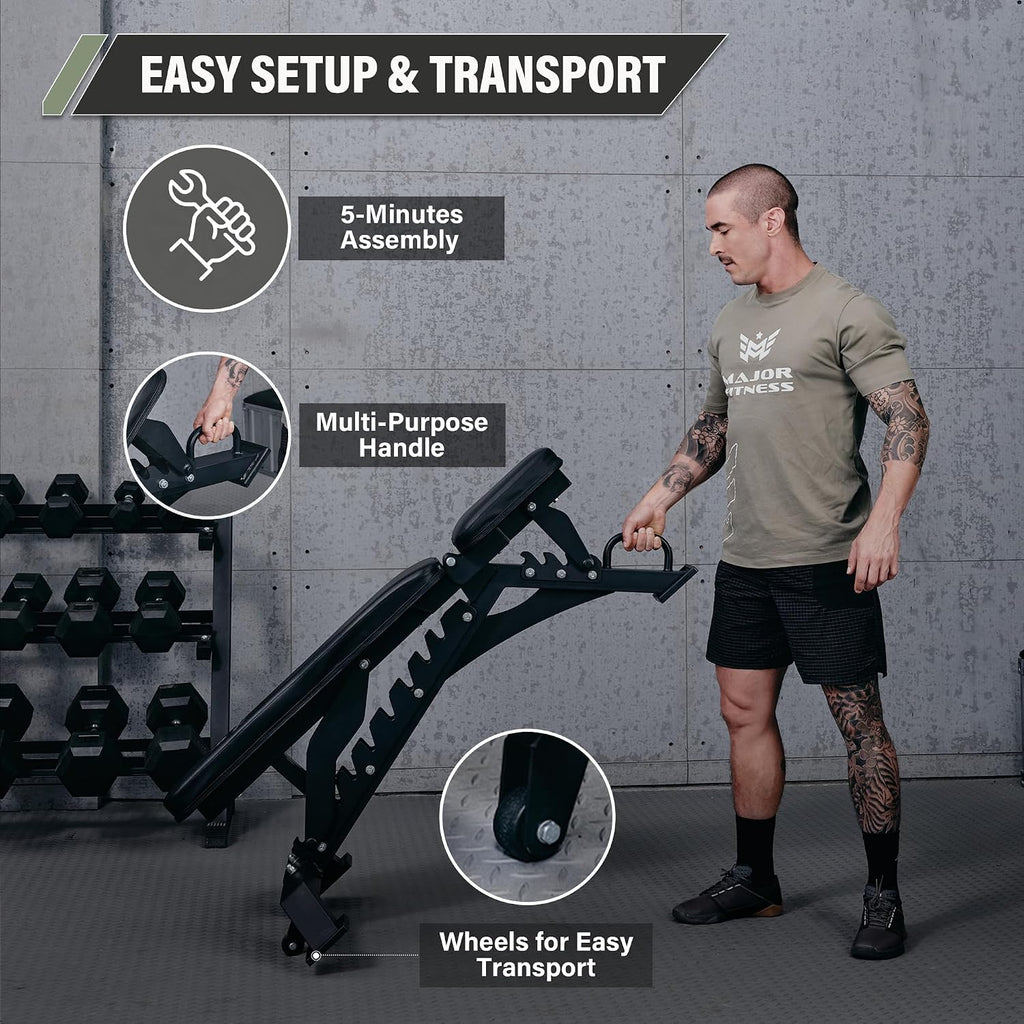 Weight Bench, Adjustable Workout Bench for Strength Training, Bench Press, and Full-Body Workouts for Home Garage Gym