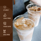 16 oz 100 Pack Disposable Iced Coffee Cups with Lids, Clear Plastic Cups with Lids, Cold Crystal Drink Cup for Party