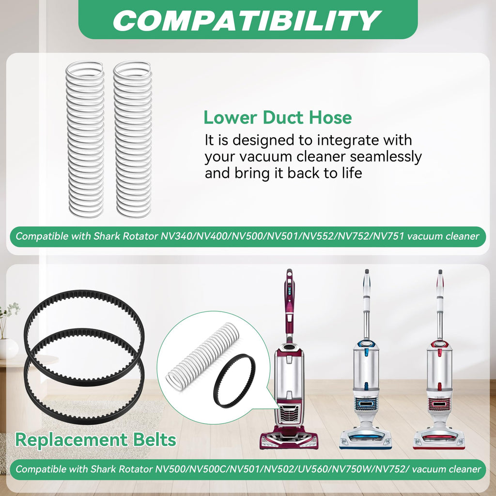 Lower Duct Hose with Replacement Belts, Compatible with Shark NV752