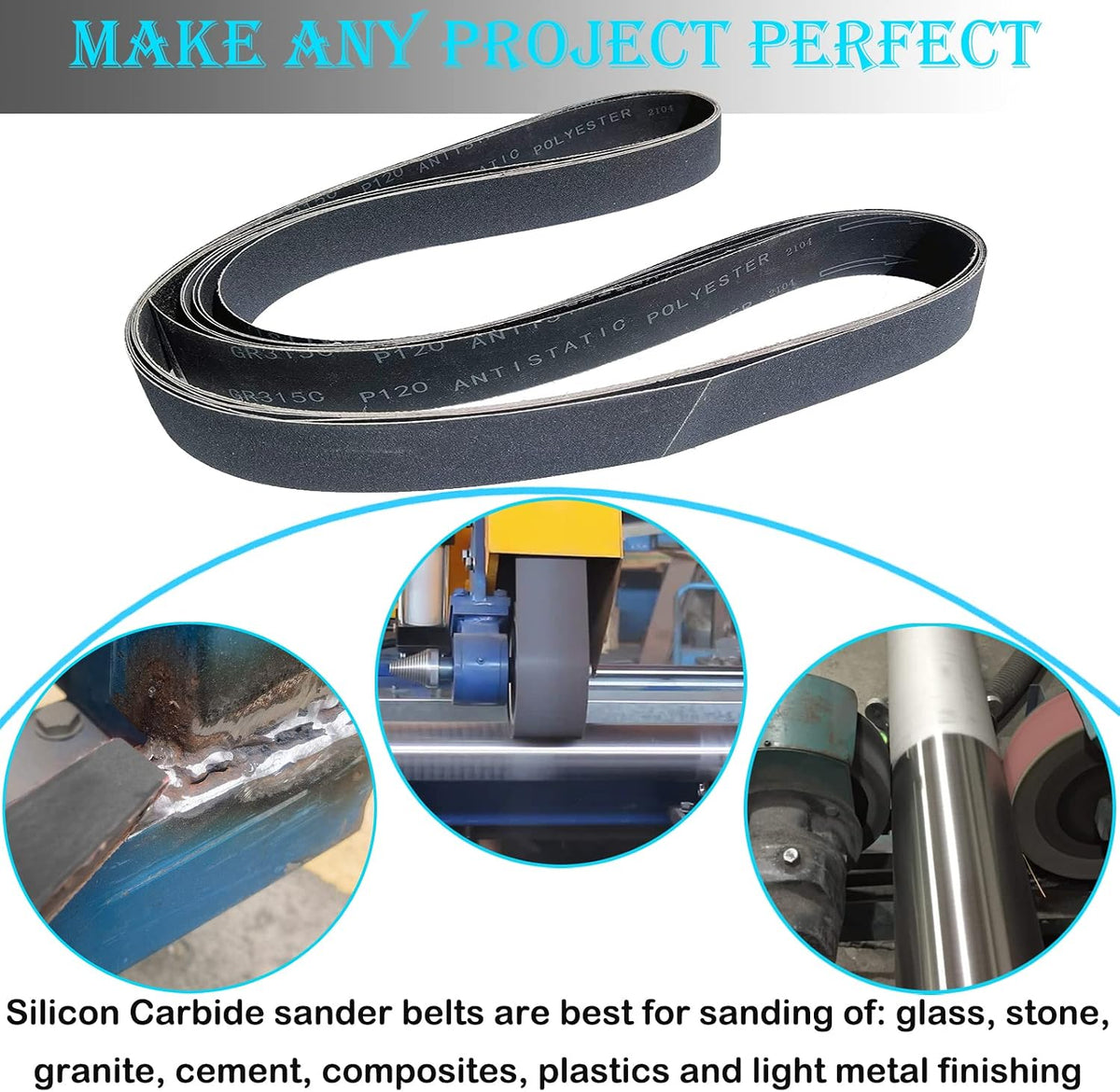 12 PCS 2 x 72 Inch Silicon Carbide Sanding Belts Assortment- 80, 120, 240, 400, 800, 1000 Grits Premium Sander Belts For Knife Sharpening and Metalworking