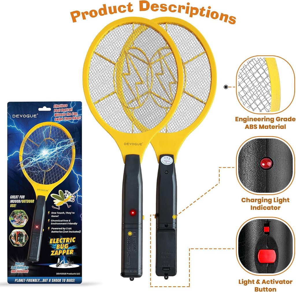 Electric Fly Swatter Bug Zapper Battery Operated Flies Killer Indoor and Outdoor Pest Control Mosquito Zapper and