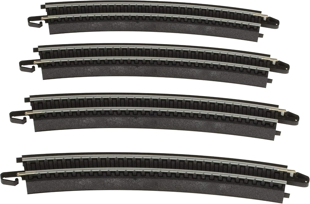 Trains - Snap-Fit E-Z Track 18” Radius Curved Track (4/card) - Steel Alloy Rail With Black Roadbed - HO Scale |