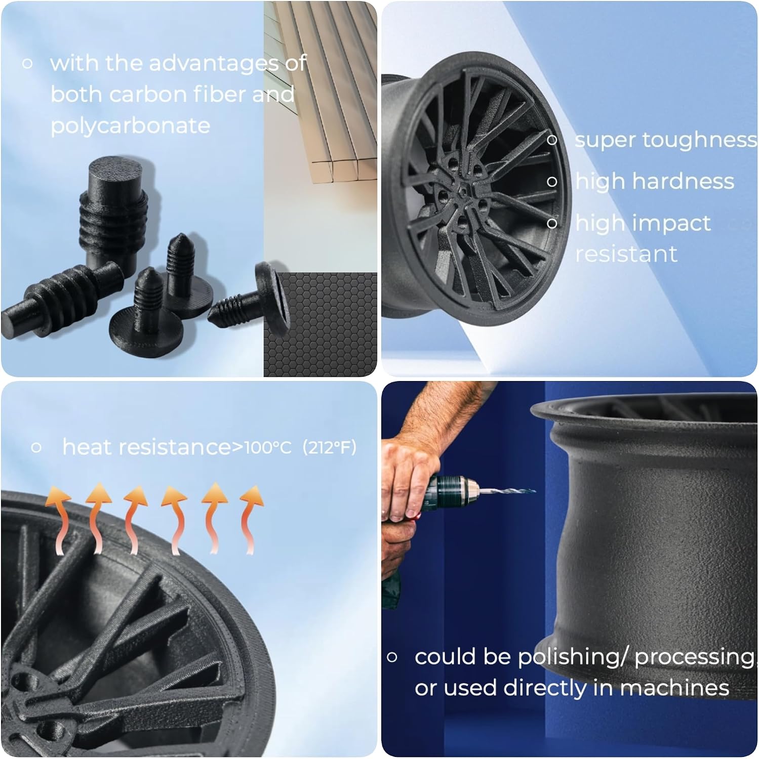 Carbon Fiber Filament, PRILINE Carbon Fiber Polycarbonate 3D Printer Filament 1.75mm, High Strength Carbon Fiber 3D