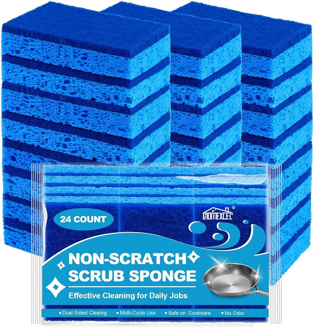 Sponges Kitchen 24 Pack, Non Scratch Scrub Dish Sponge for Dishes