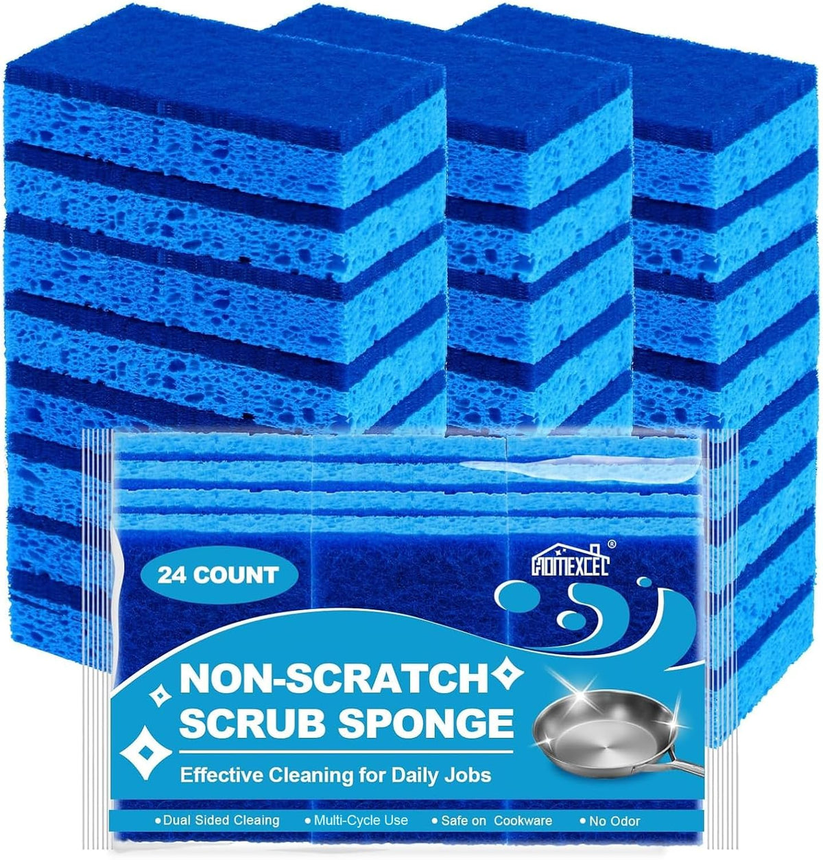 Sponges Kitchen 24 Pack, Non Scratch Scrub Dish Sponge for Dishes