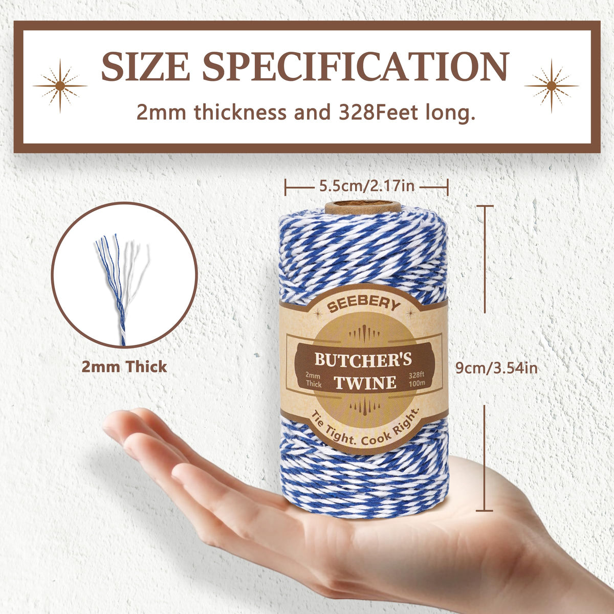 Blue and White Cotton Twine String, Bakers String Holiday String for Gift Wrapping, Crafts, Butcher Use, DIY Projects