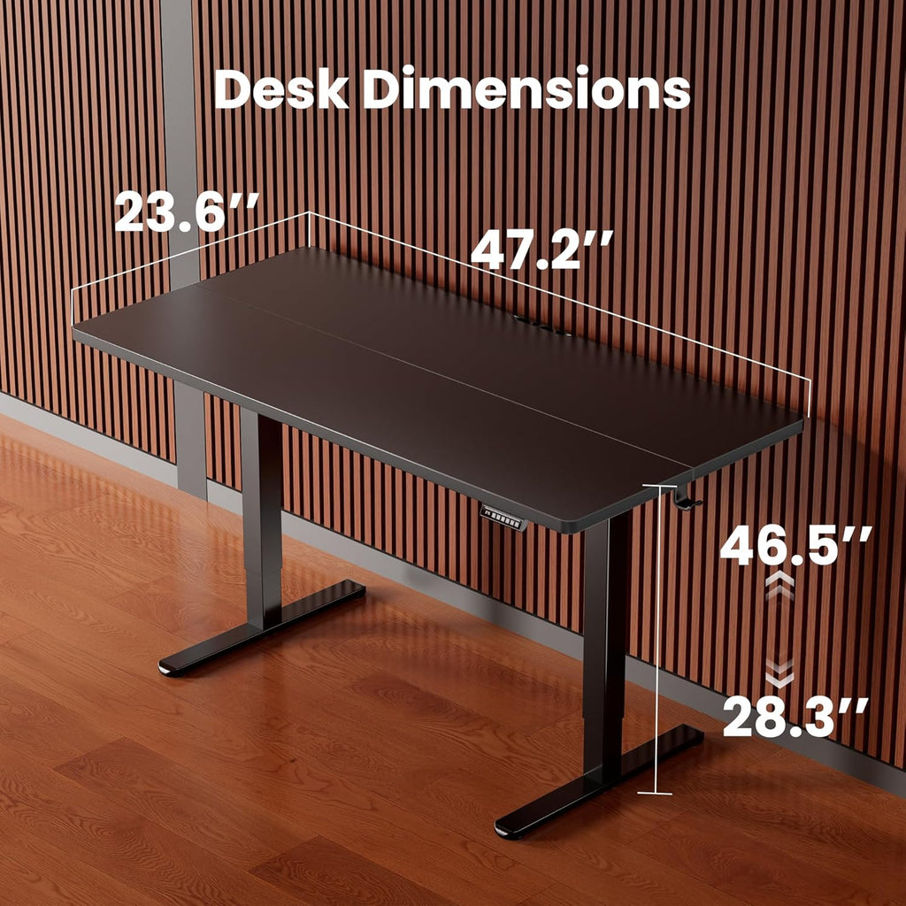 Height Adjustable Electric Standing Desk, 48 x 24 Inches Sit Stand up Desk, Memory Computer Home Office Desk, Black