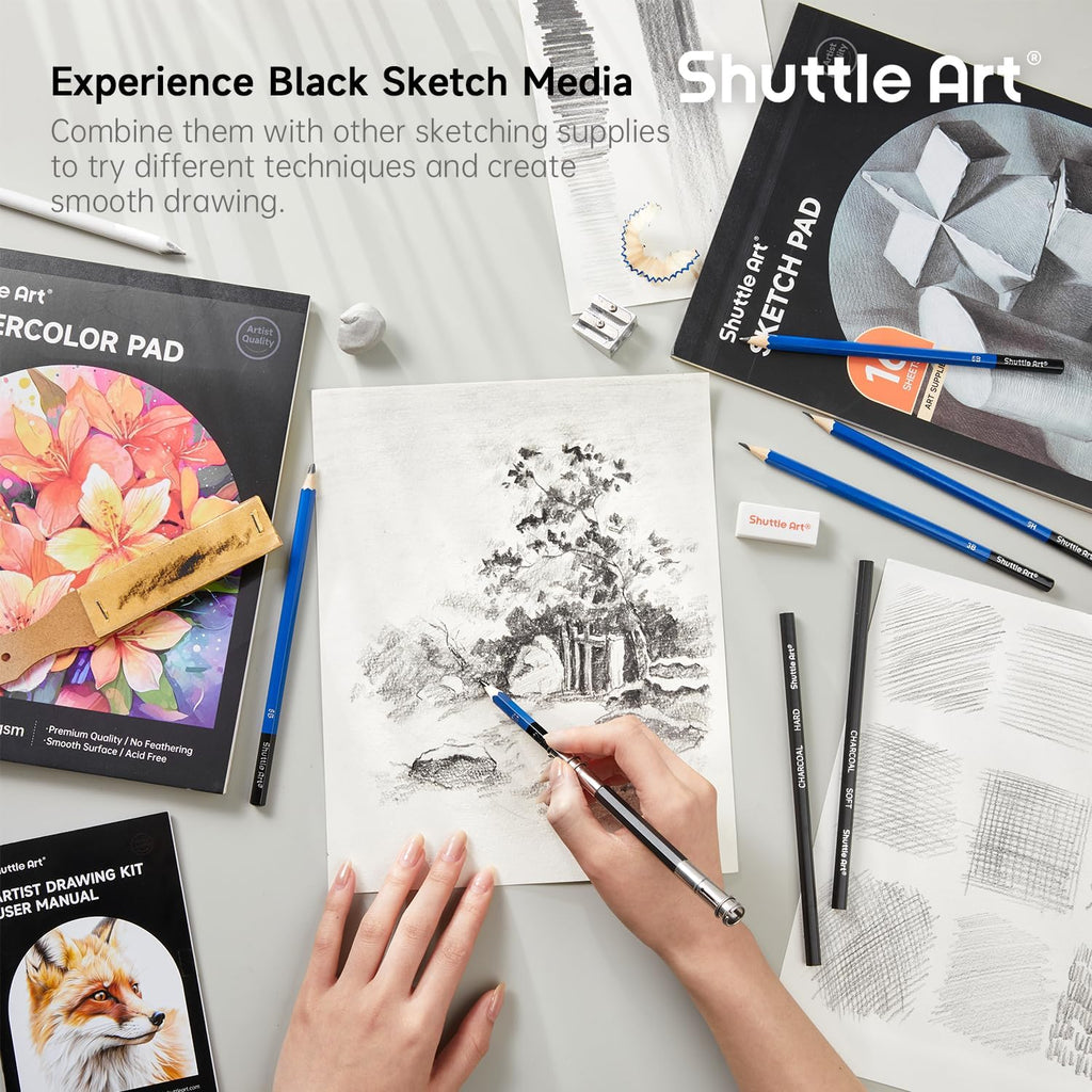 103 PCS Drawing Kit, Professional Drawing Supplies with Sketch, Charcoal, Colored, Graphite, Pastel Pencils & Sticks