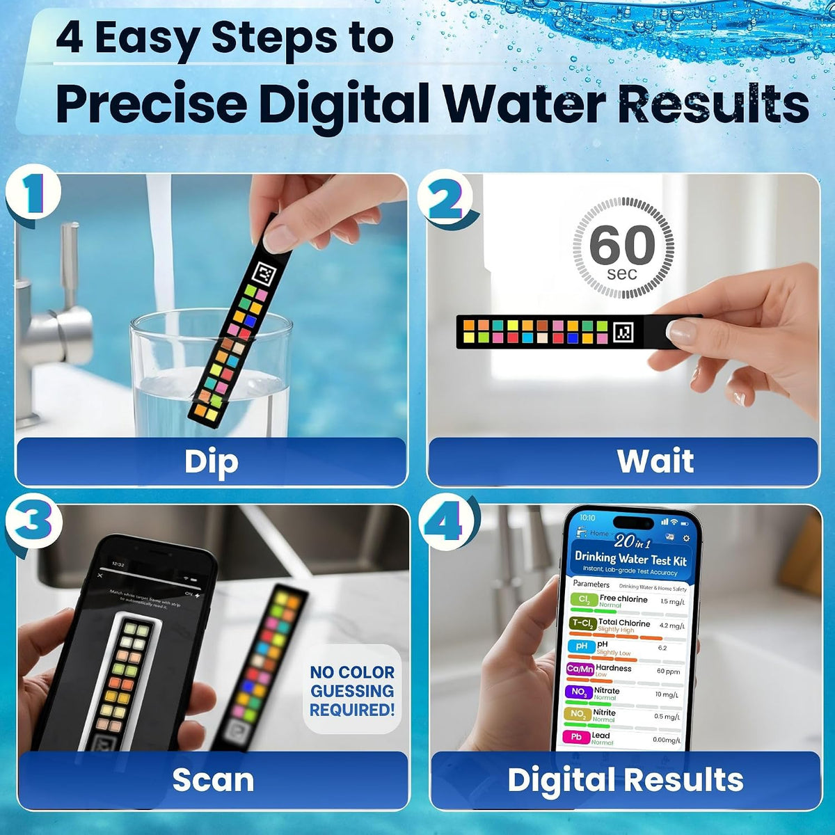20-in-1 Drinking Water Test Kit with App, Digital Water Tester for Drinking Water, Home Water Test Kit, Well Water