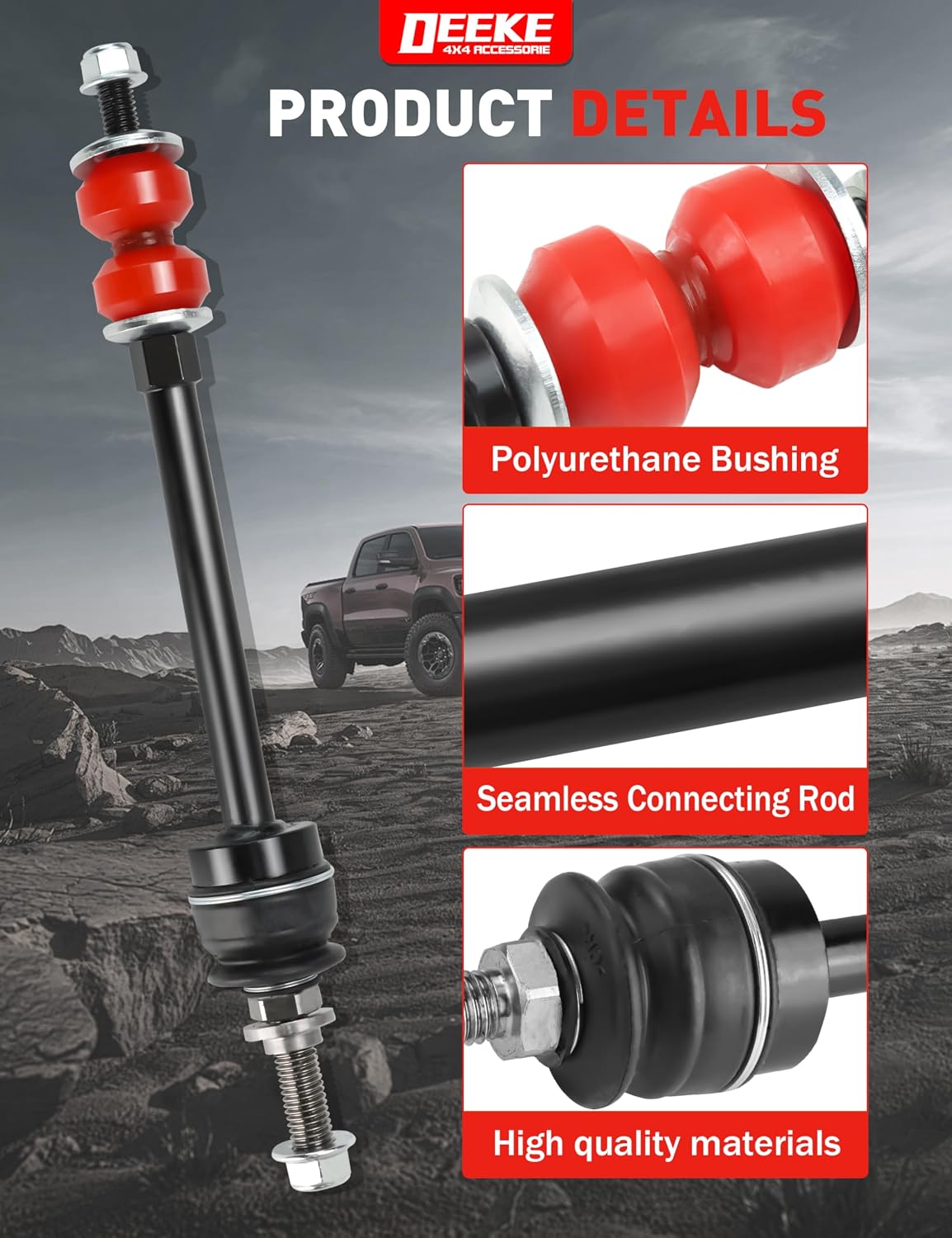 Front Sway Bar Extended End Link Kit 1-3" Lift for 2006-2018 Ram 1500