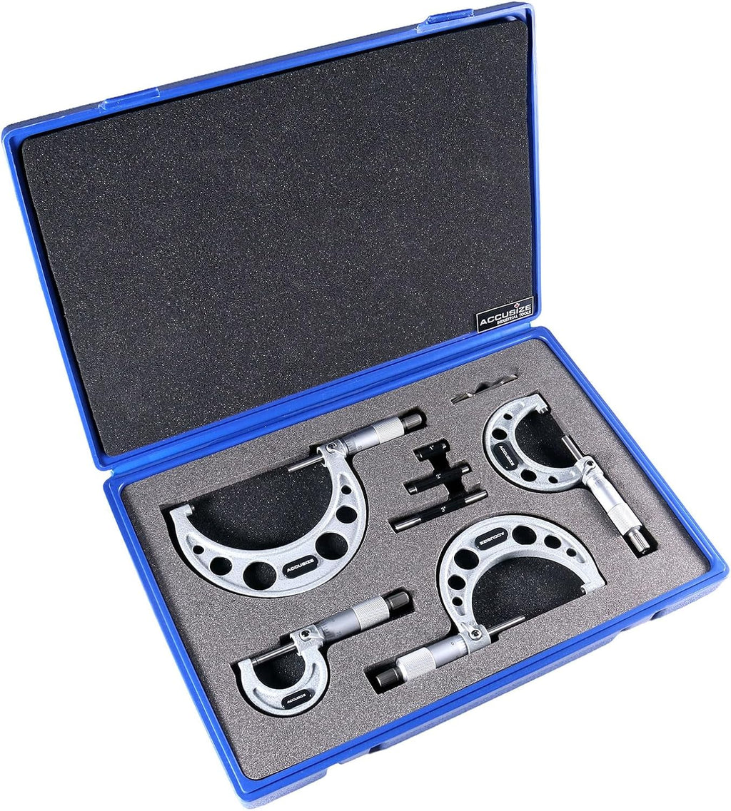 Accusize Outside Micrometer Set, 0-4in x 0.0001in, 4Pc, EG00-0904