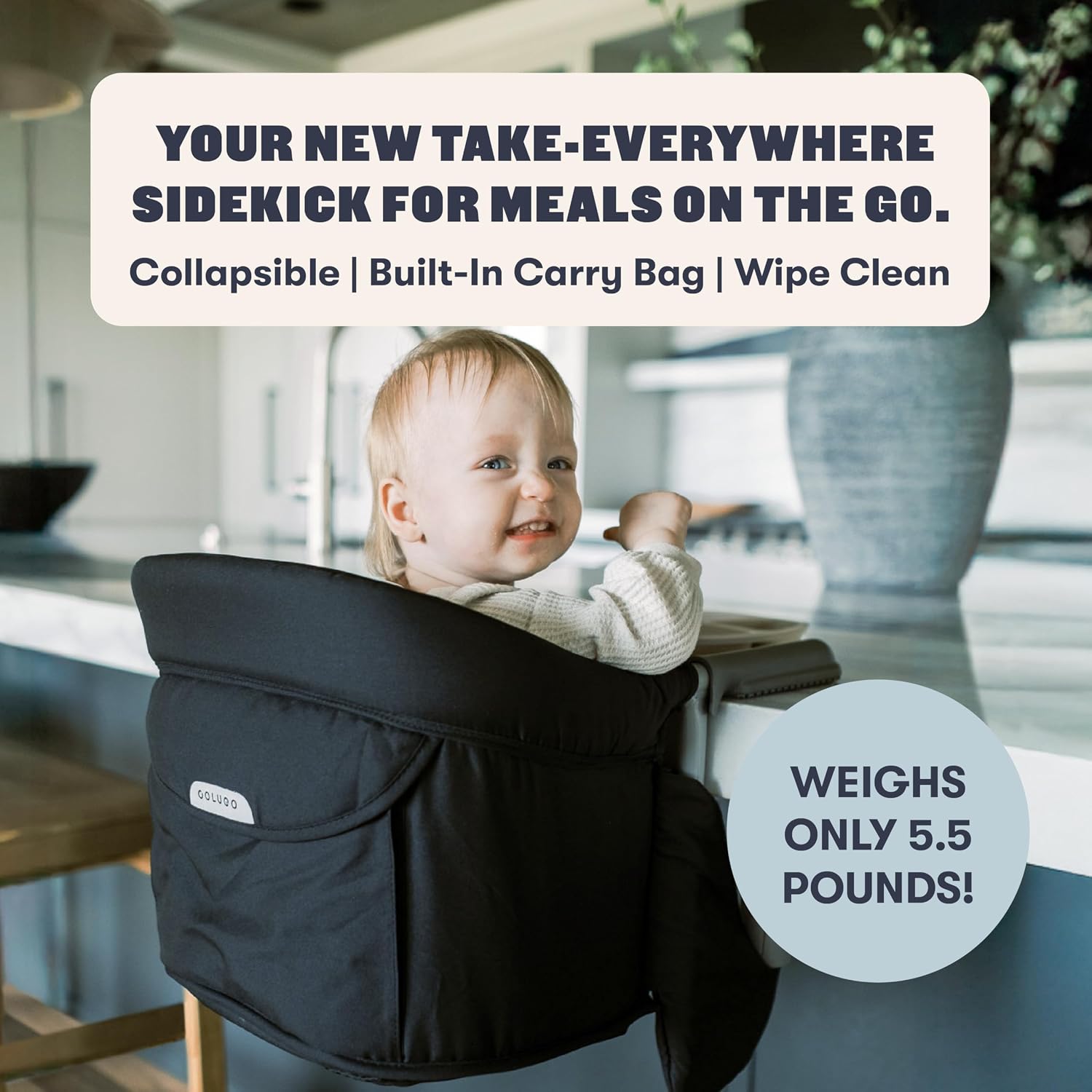 Clip On High Chair, Portable Table High Chair for Baby & Toddler, Travel Dining Seat with Secure Slide-to-Fit Clamp