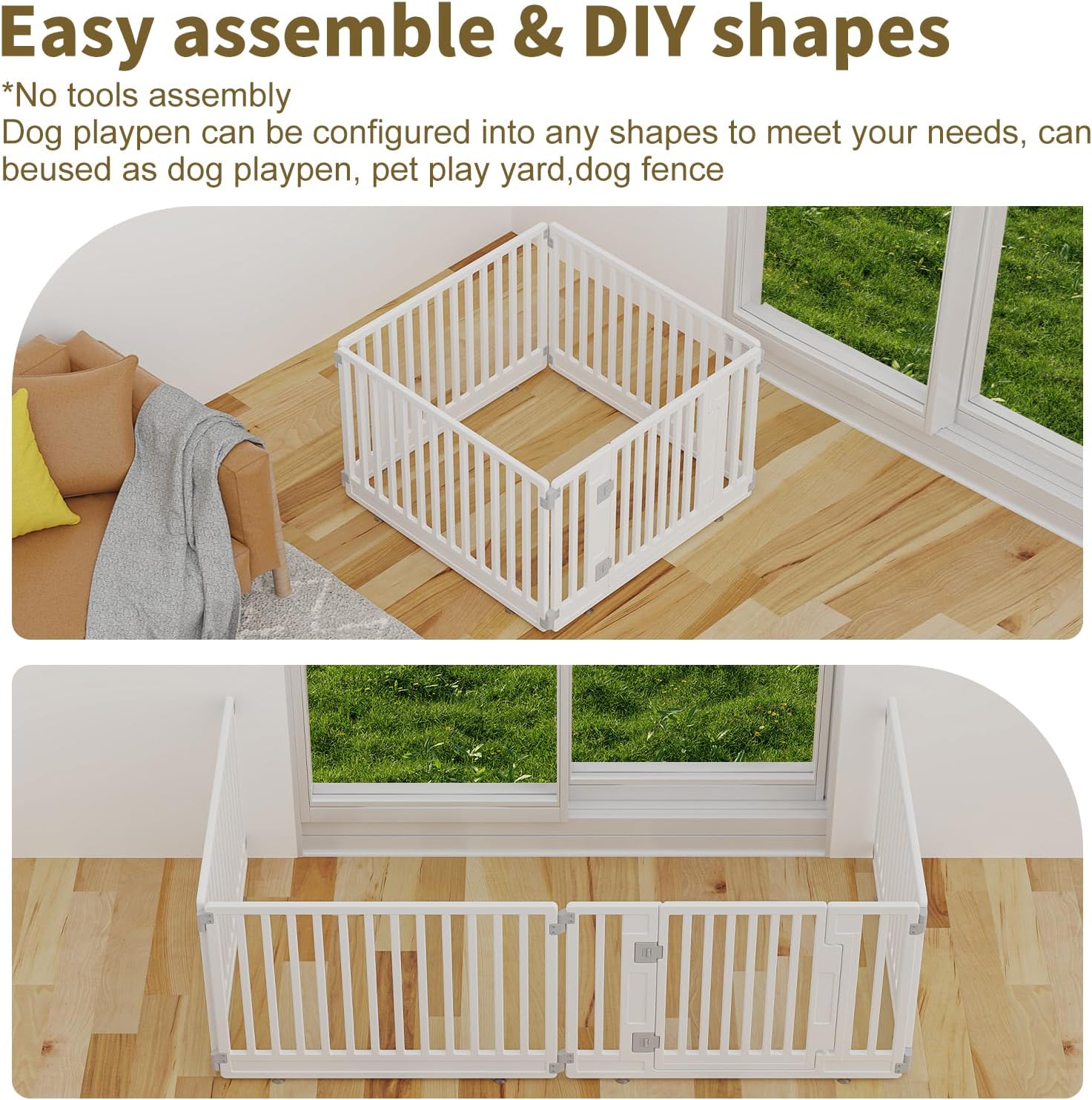 Pet Playpen with Door Dog Playpen Foldable Puppy Playpen for Puppies and Small Dogs 4-Panels Easy Assemble Easy