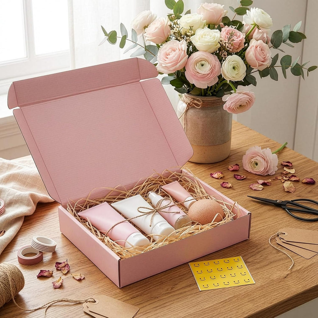 11x8x2 inches Shipping Boxes Set of 25, Pink Corrugated Cardboard Gift Box for Packing, Mailing, Small Business