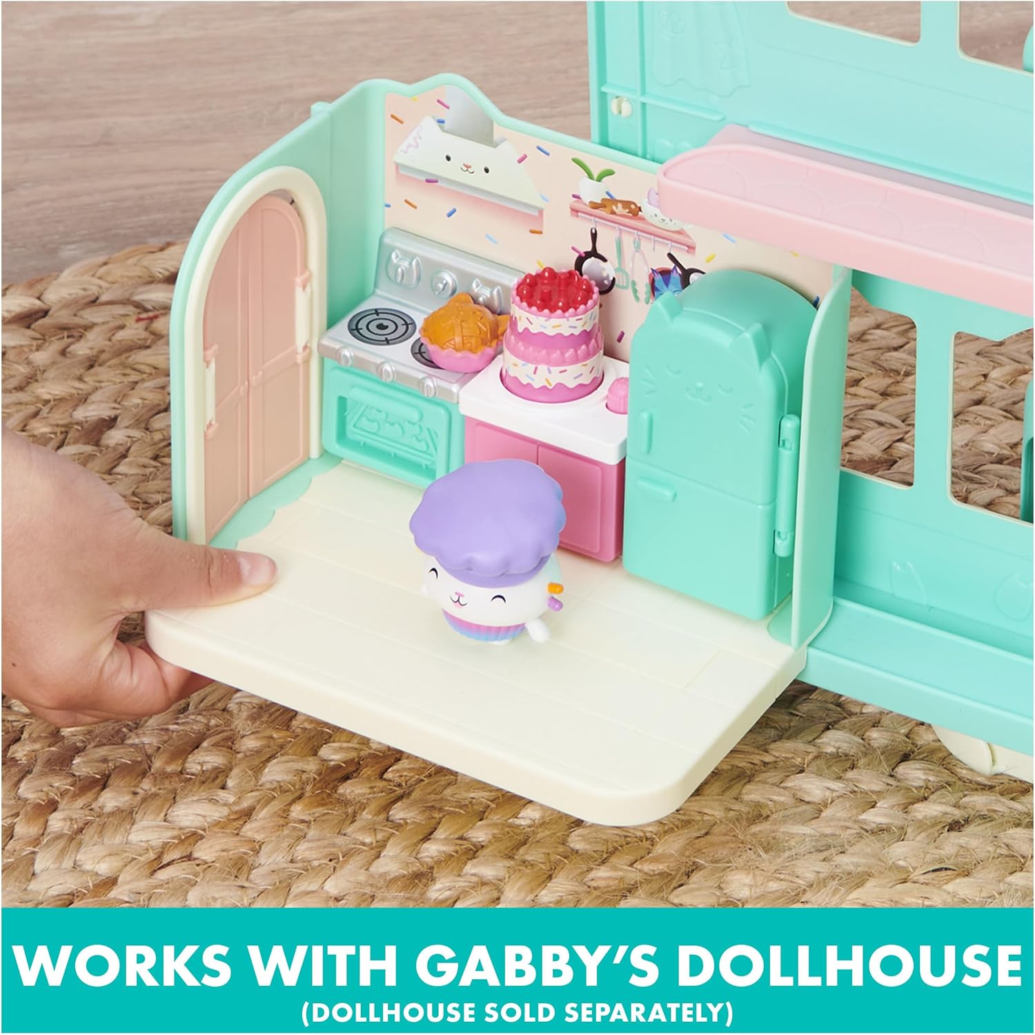 Gabby’s Dollhouse, Bakey with Cakey Kitchen with Figure and 3 Accessories, 3 Furniture and 2 Deliveries, Kids Toys