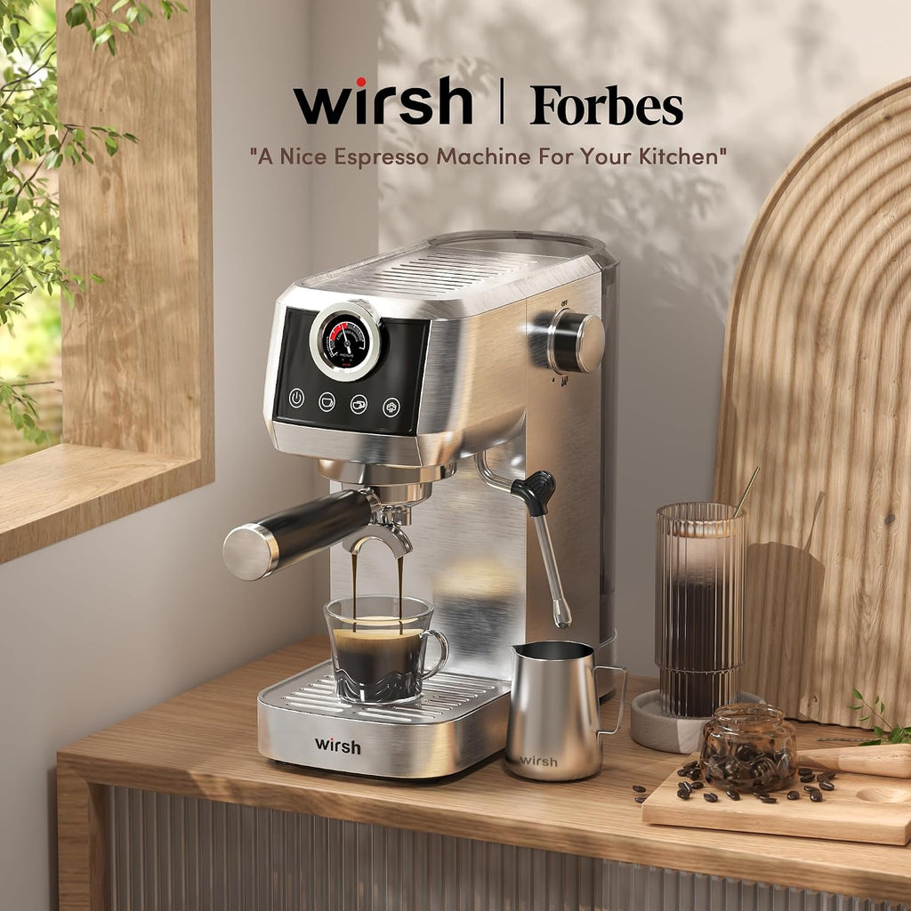 Espresso Machine,20 Bar Semi-Automatic Espresso Maker with Milk Frother Steamer&Touch Screen,Compact Stainless Steel