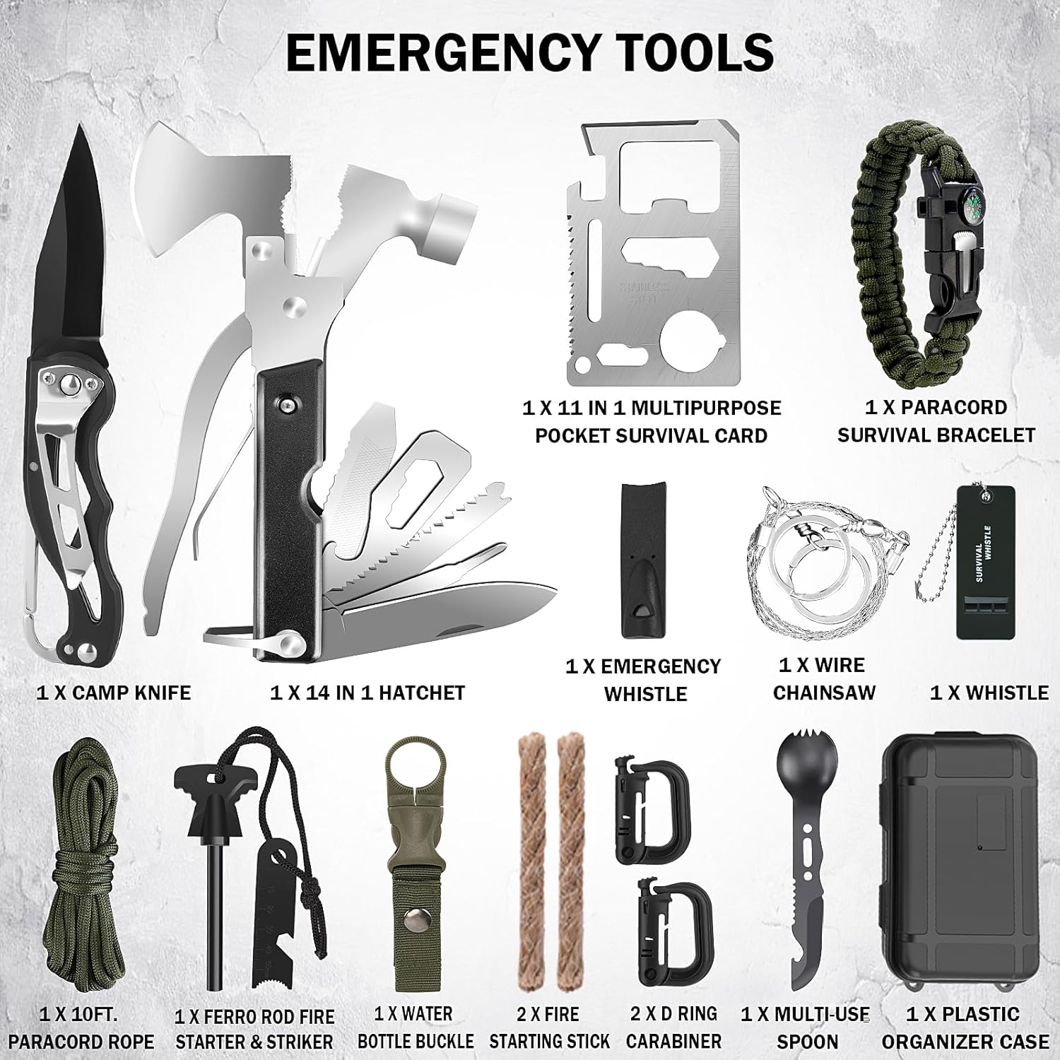 Survival Kit, Survival Gear and Equipment 258 PCS with Water Filter, Emergency Tent, LED Lantern, First Aid Kit