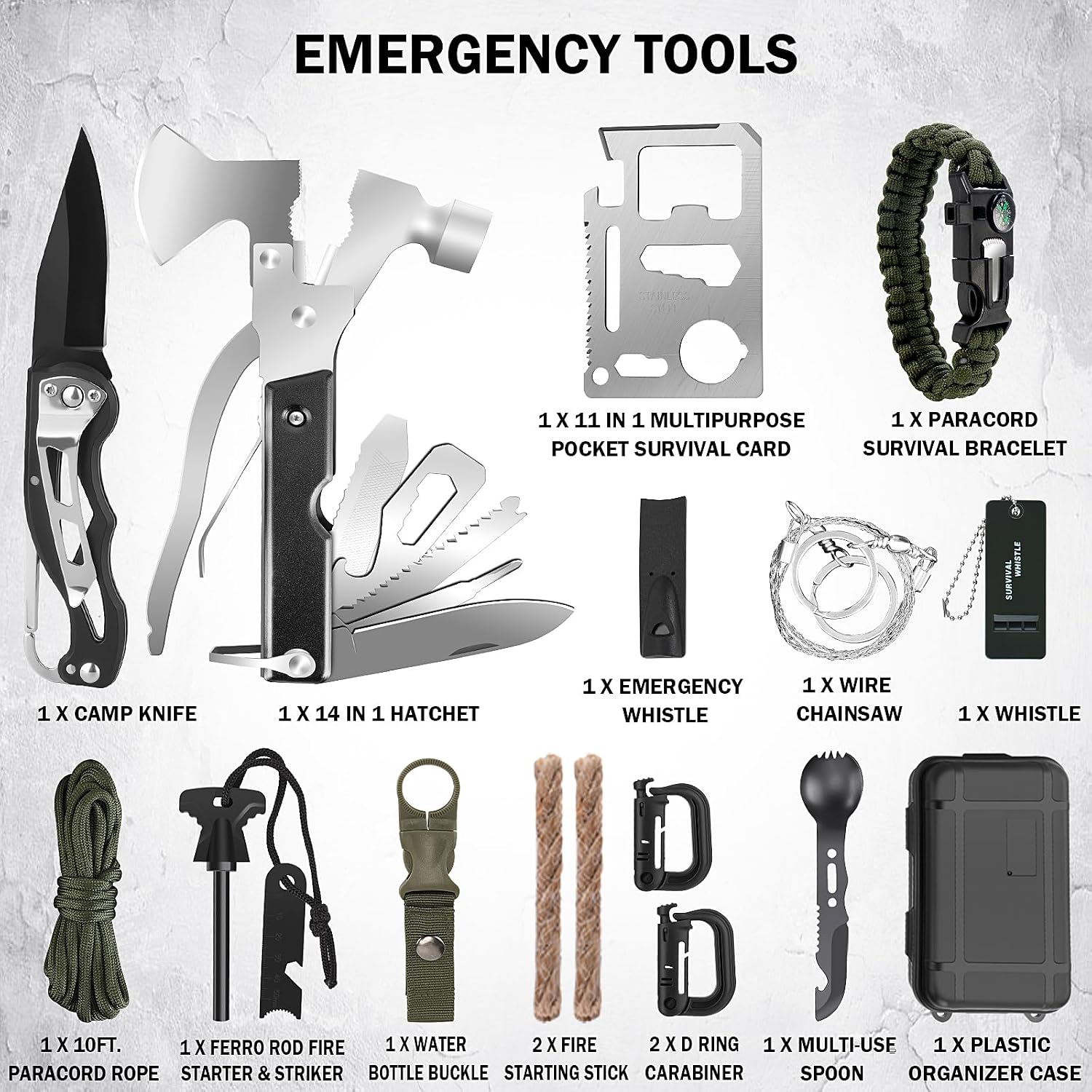 Survival Kit, Survival Gear and Equipment 258 PCS with Water Filter, Emergency Tent, LED Lantern, First Aid Kit