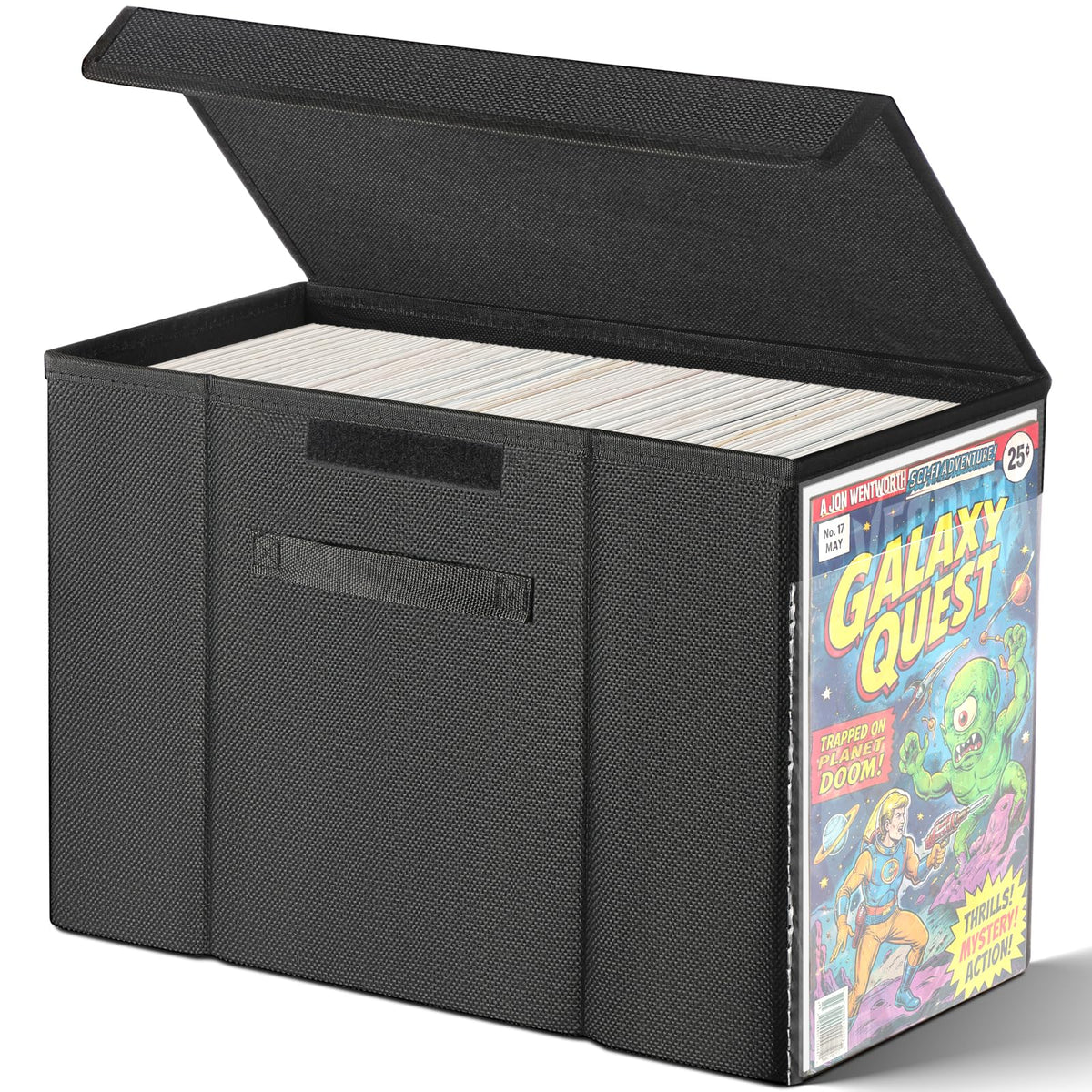 Comic Book Storage Box, Collapsible Short Box with Lid, 1 Pack