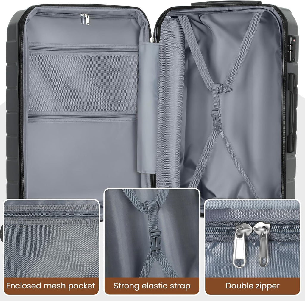 Luggage Sets 3 Piece, Hardside Carry On Suitcase with Spinner Wheels, Lightweight Durable Luggage for Travel | TSA