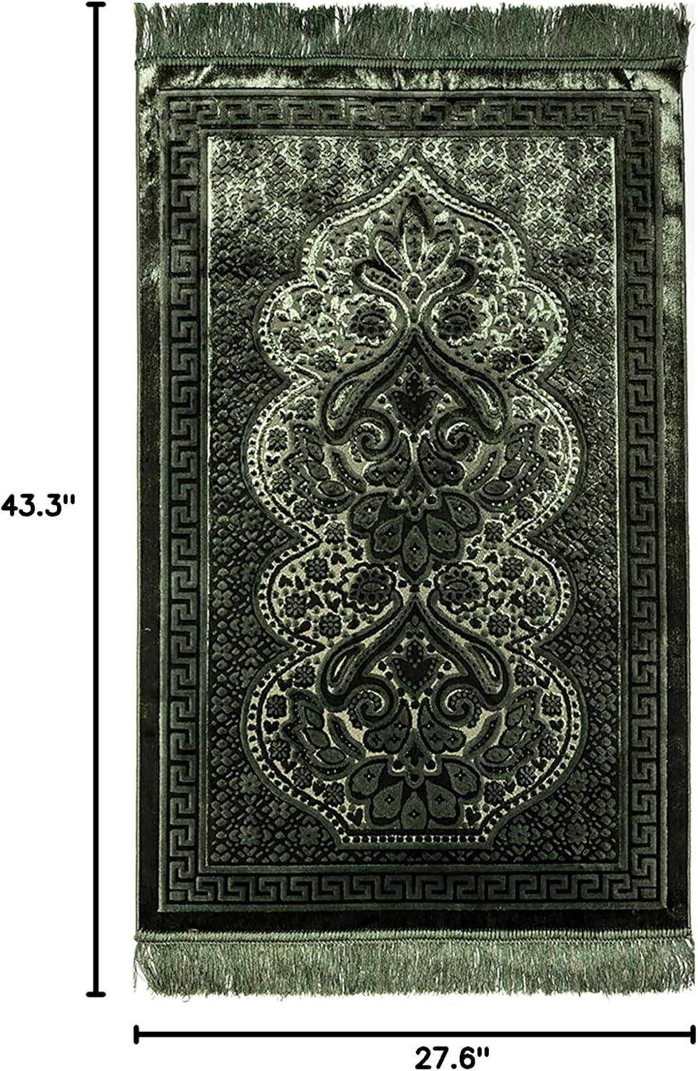 Luxury Velvet Plush Muslim Prayer Rug - Paisley (Dark Green)