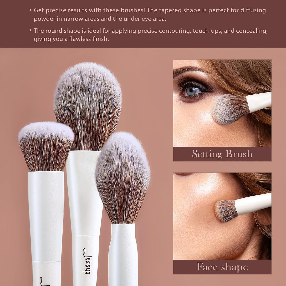 Make up Brushes 4pcs Face Makeup Brushes Set for Foundation Concealer Blush Contour Powder Highlighter, Pearl White T344