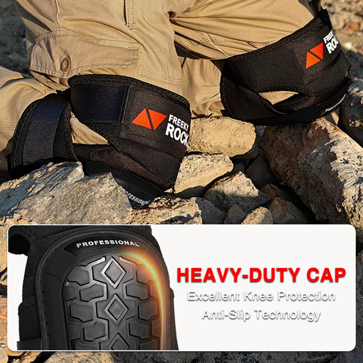 Work Knee Pads for Men Construction, Knee Pads for Work, Orange