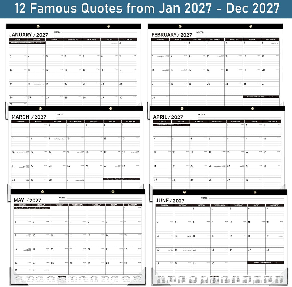 2027 Desk Calendar - JAN. 2027 - DEC 2027, 12 Months Large Desk Calendar 2027, 17" x 12", Desk Pad, Large Ruled