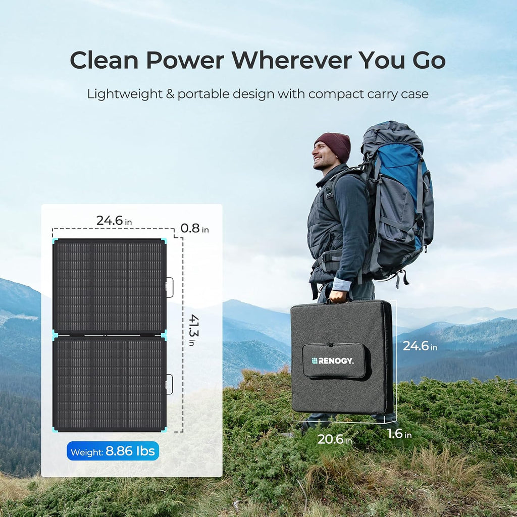 100W Portable Solar Panel, 25% High Efficiency for Power Stations | 100 Watt Foldable Suitcase, Fast Setup with