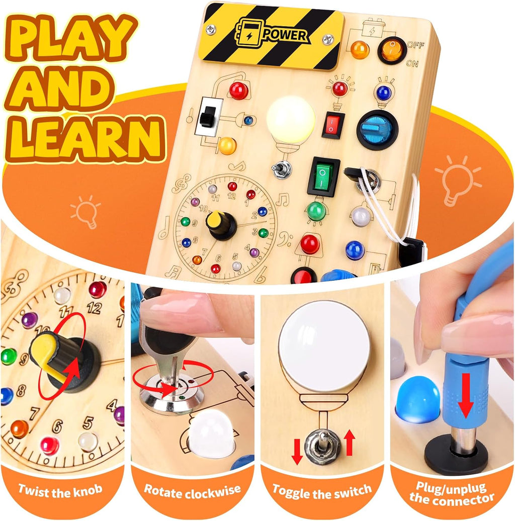 Busy Board for Toddlers - Montessori Educational Toy for 1-3 Year Old Boys & Girls | Travel-Friendly Sensory Learning