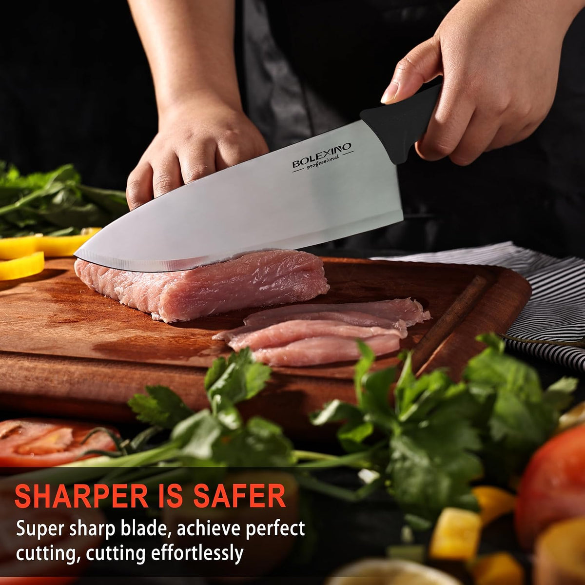8" Chef Knife, Professional Kitchen Knife with Grip