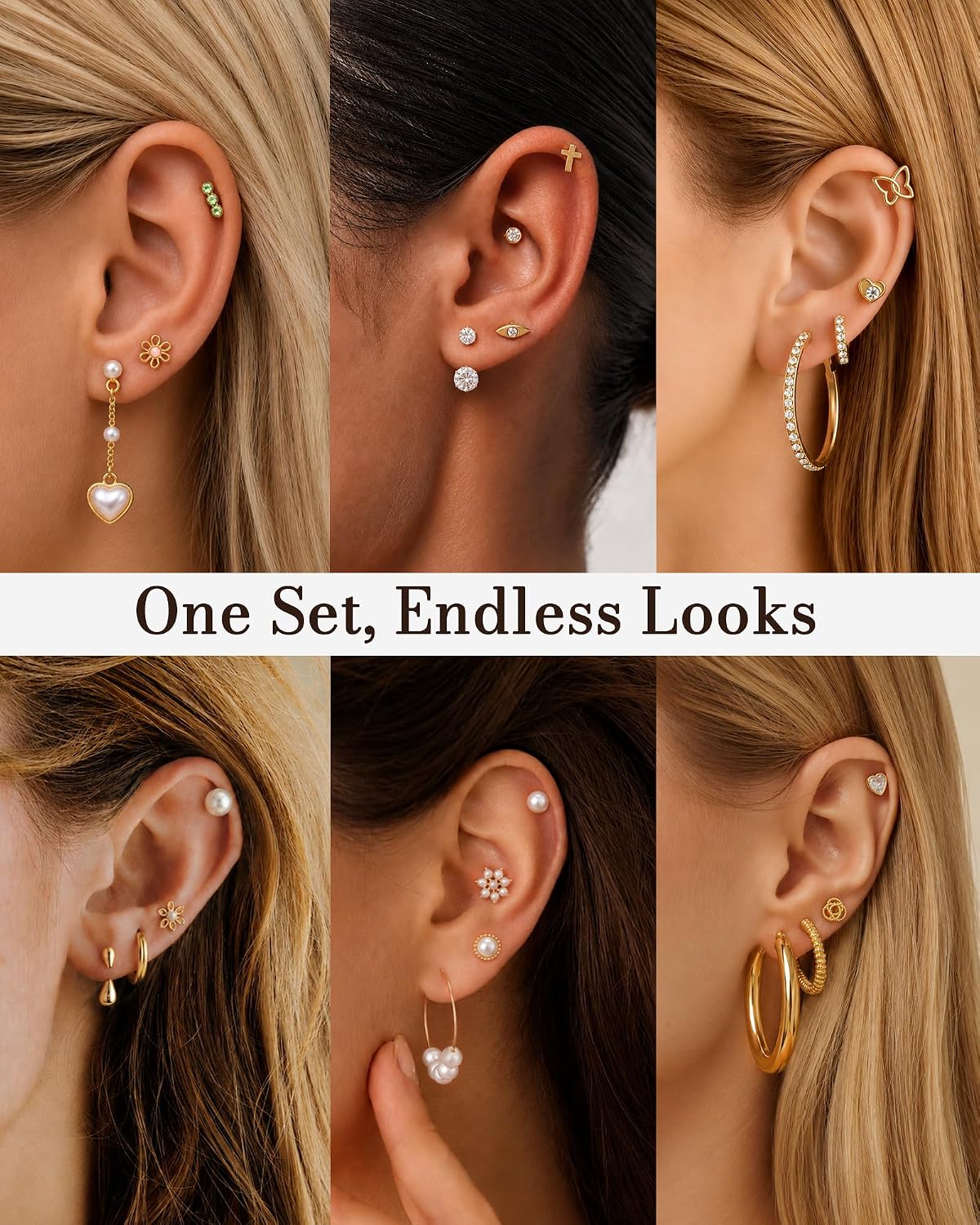 84 Pairs Gold Stud Earrings Set for Women Multipack, Fashion Pearl Cubic Zirconia Butterfly Earrings Packs Piercings