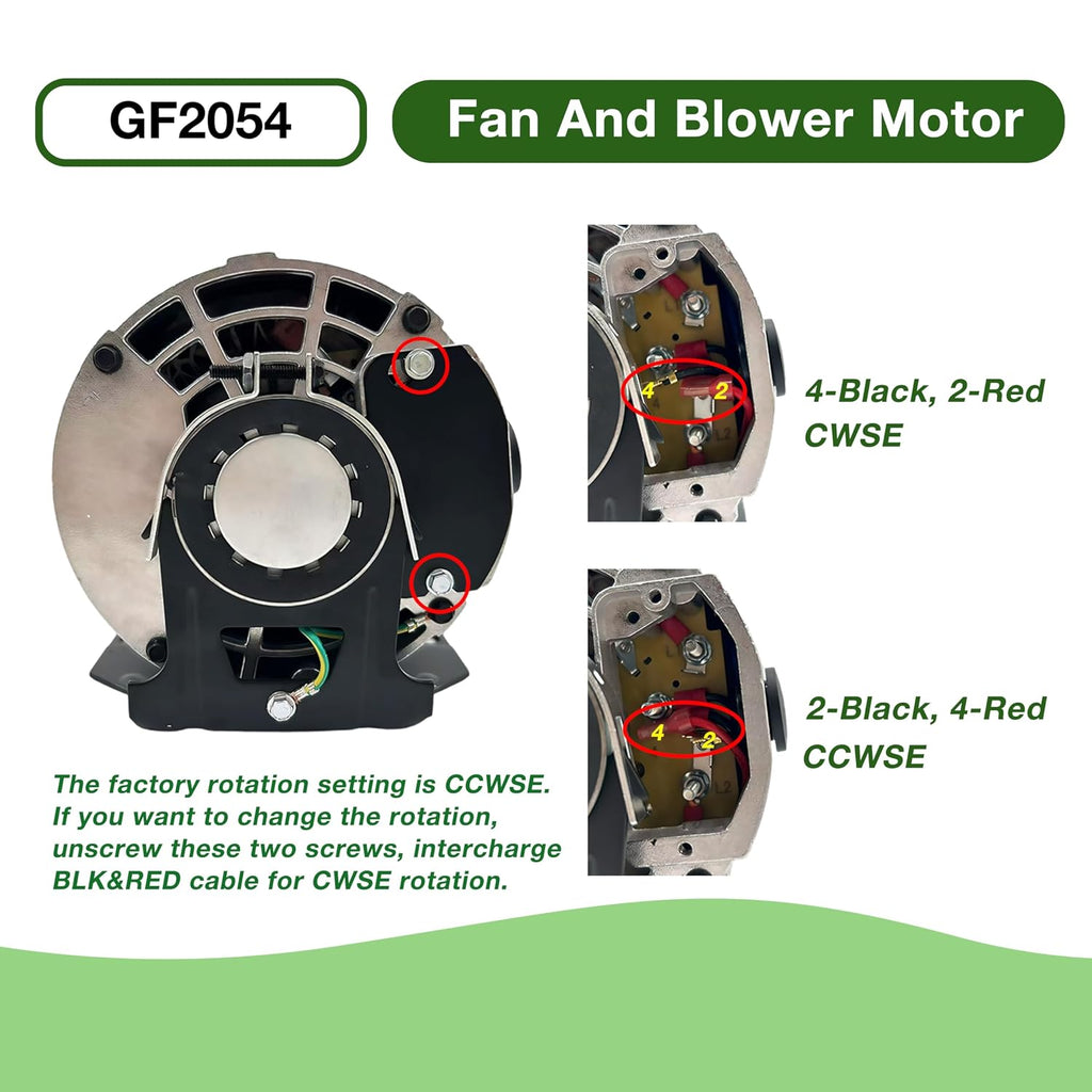GF2054 Belt Drive Blower Electric Fan Motor 1/2 hp 115V 1725RPM 48F