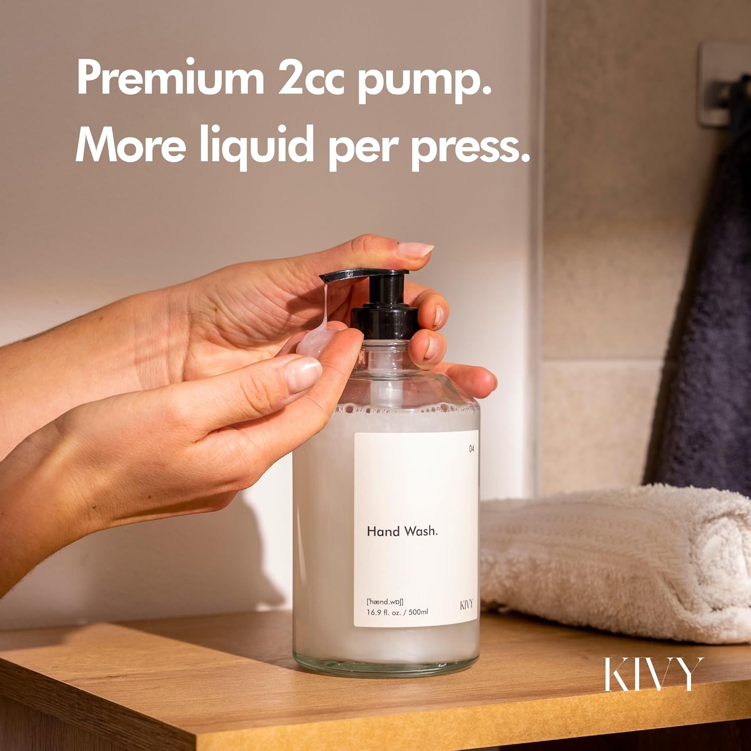 Glass Soap Dispenser Set [INCL. Waterproof Labels] - Glass Soap Dispenser with Pump - Hand Soap and Dish Soap Set
