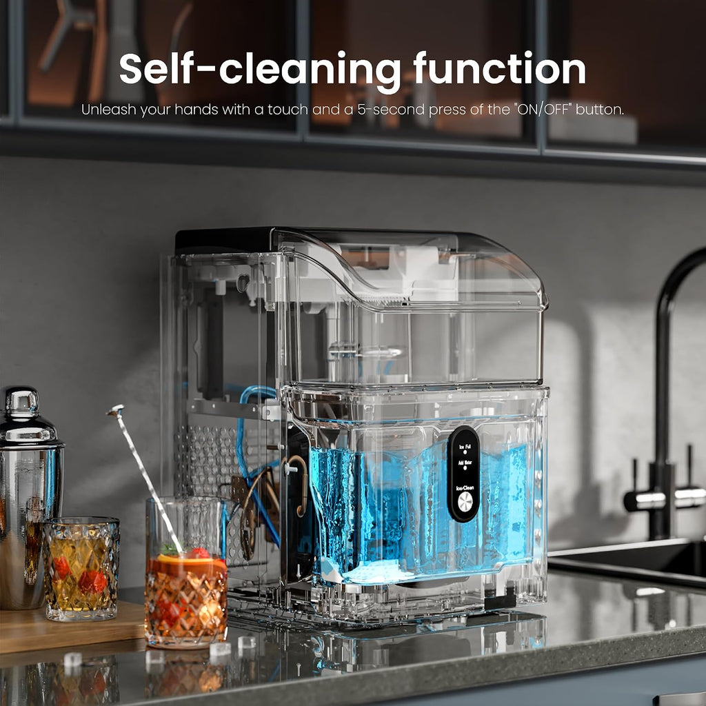 Nugget Ice Maker Countertop, 33 Lbs/Day,Self-Cleaning,Steel