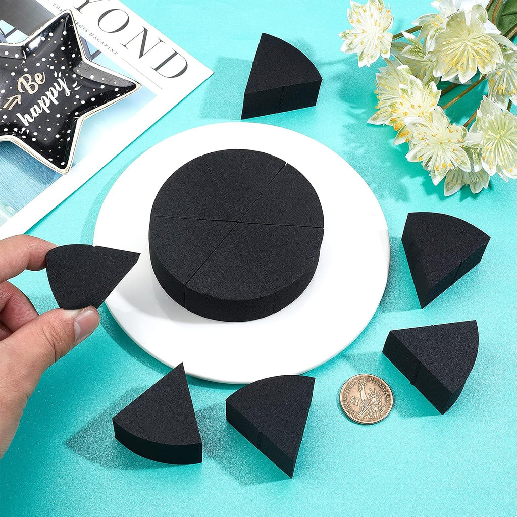 12PCS 2 Bags Triangle Powder Puff Face Paint Sponges Premium Black Half Moon Makeup Sponge Mini Applicator Wedges