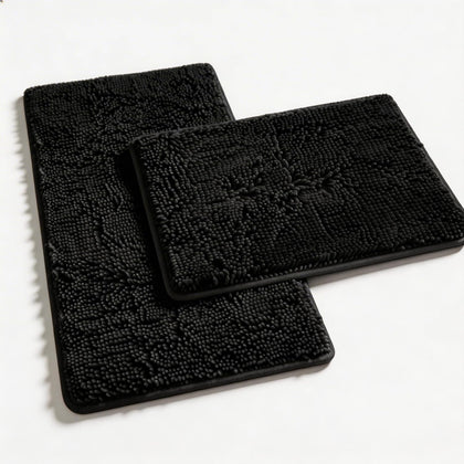 Bathroom Rugs Set 2 Piece Thick Chenille Bath Mats, Soft Quick Dry Plush Absorbent Bath Rugs with Non-Slip PVC