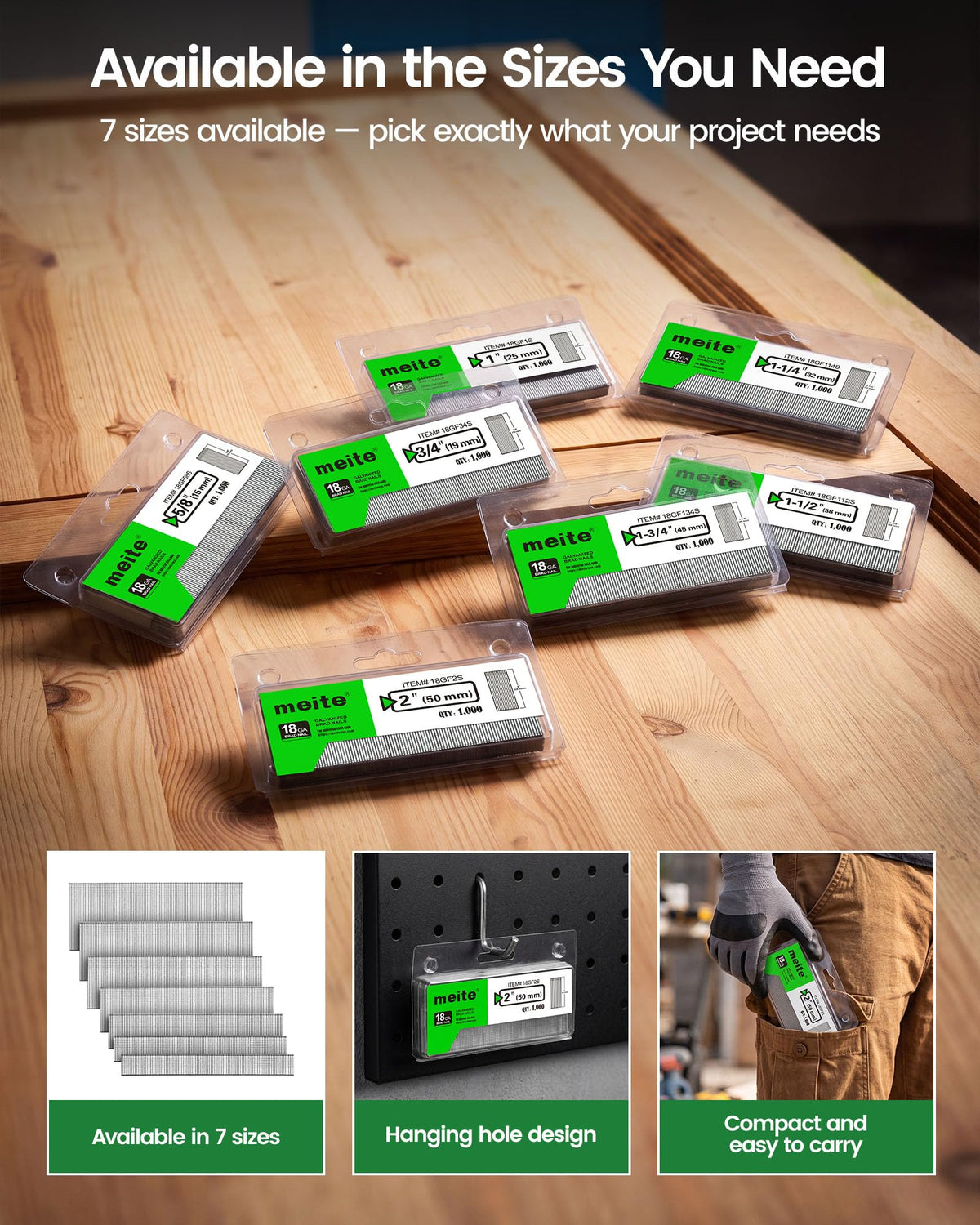 18 Gauge Brad Nails, 1 Inch 18GA Brad Nails (1,000PCS x 60 Boxes)